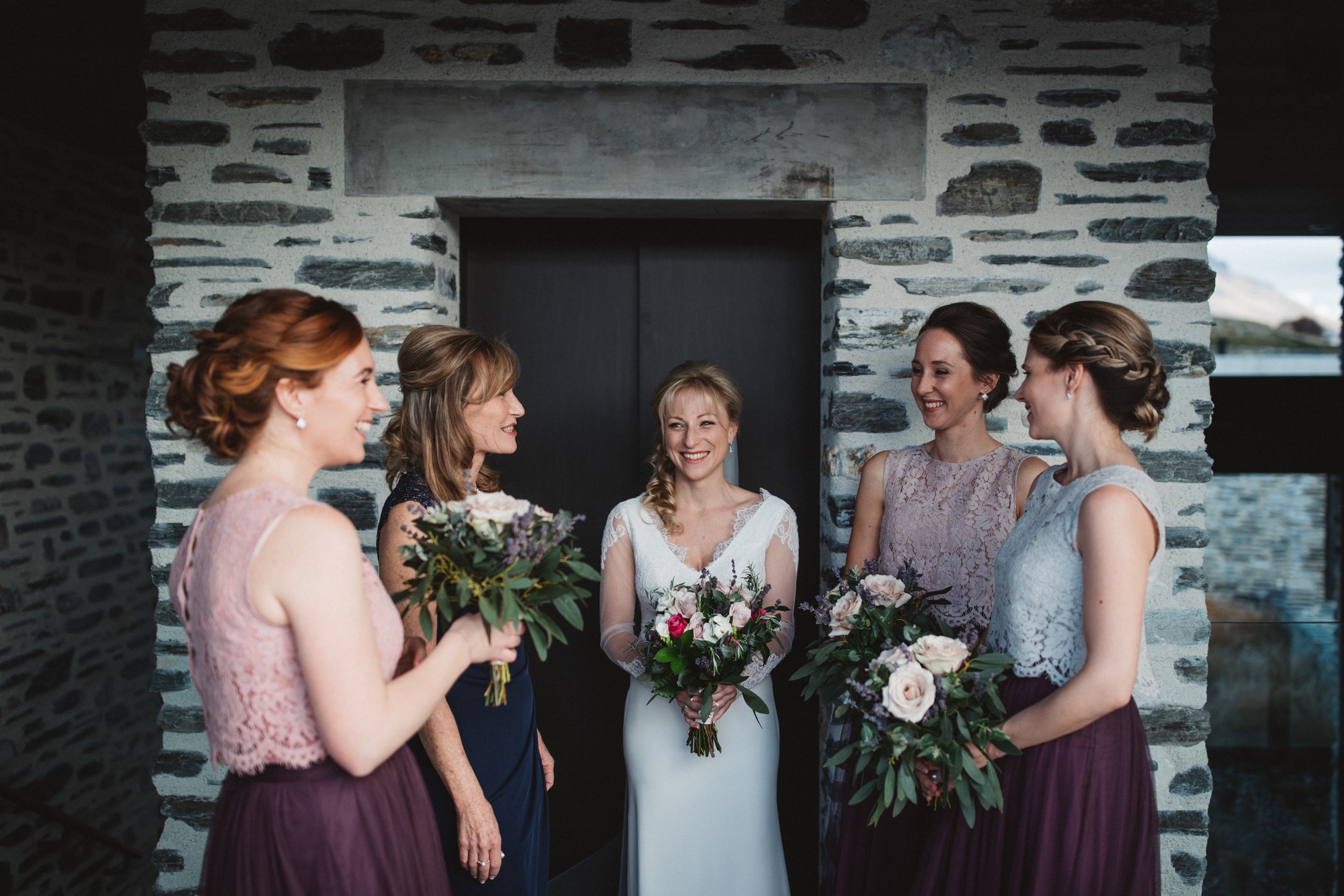 bridal party at jacks point private home in queenstown new zealand