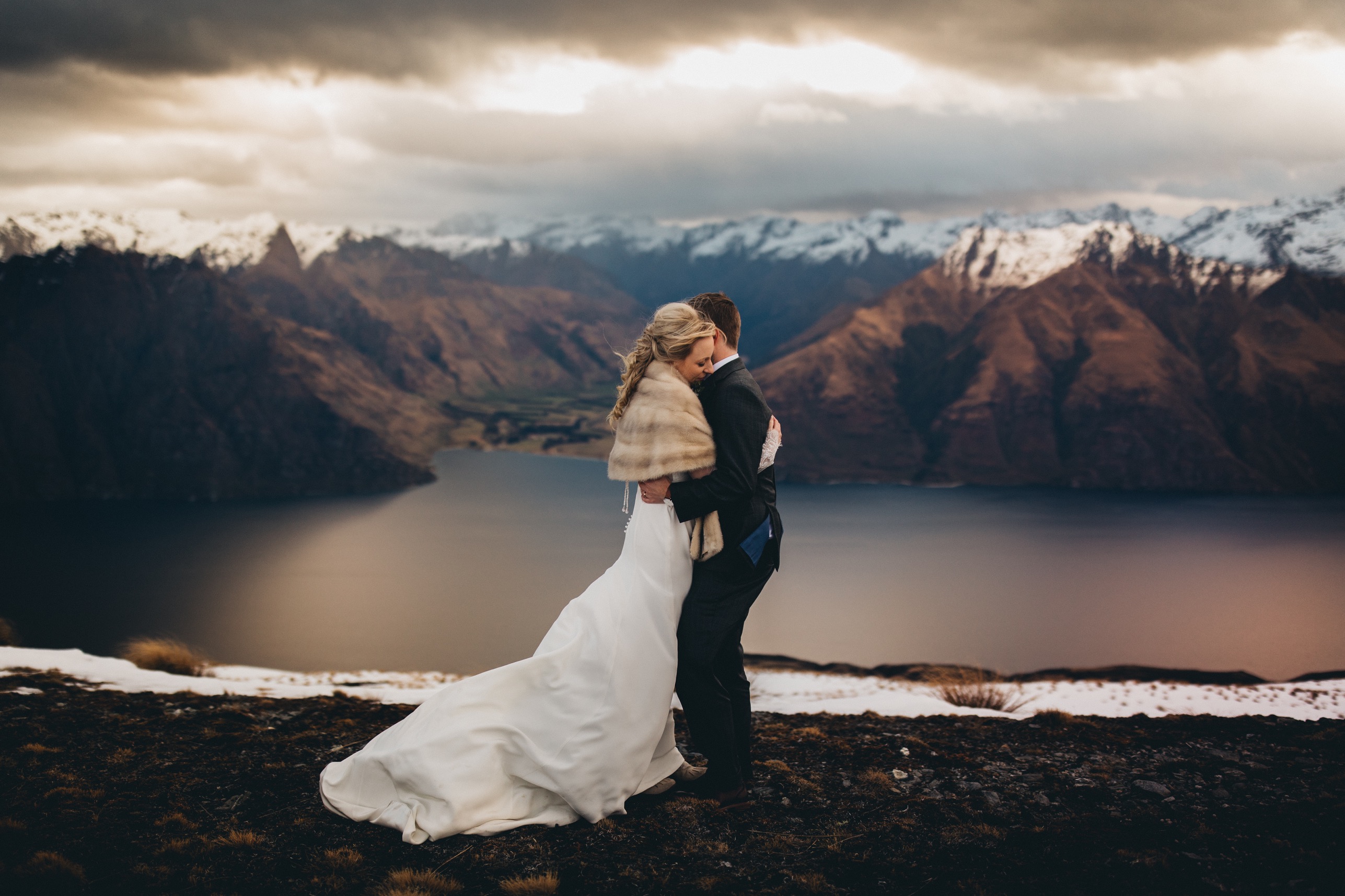 Epic destination wedding with heli mountaintop photos