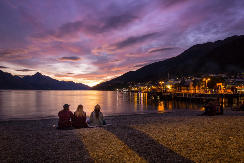 The most beautiful sunset is in Queenstown Bay New Zealand